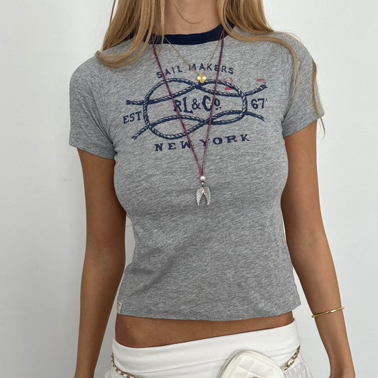 Vintage Polo Ralph Lauren New York grey baby tee