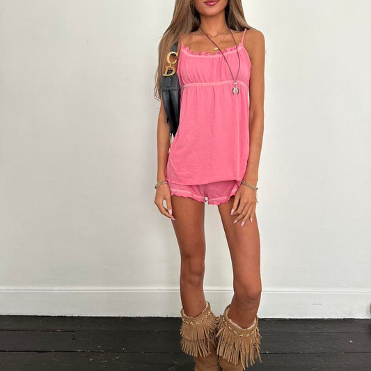 Vintage 2000’s pink top and shorts matching set