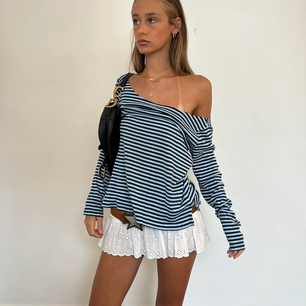 Vintage striped long sleeves top 🩵