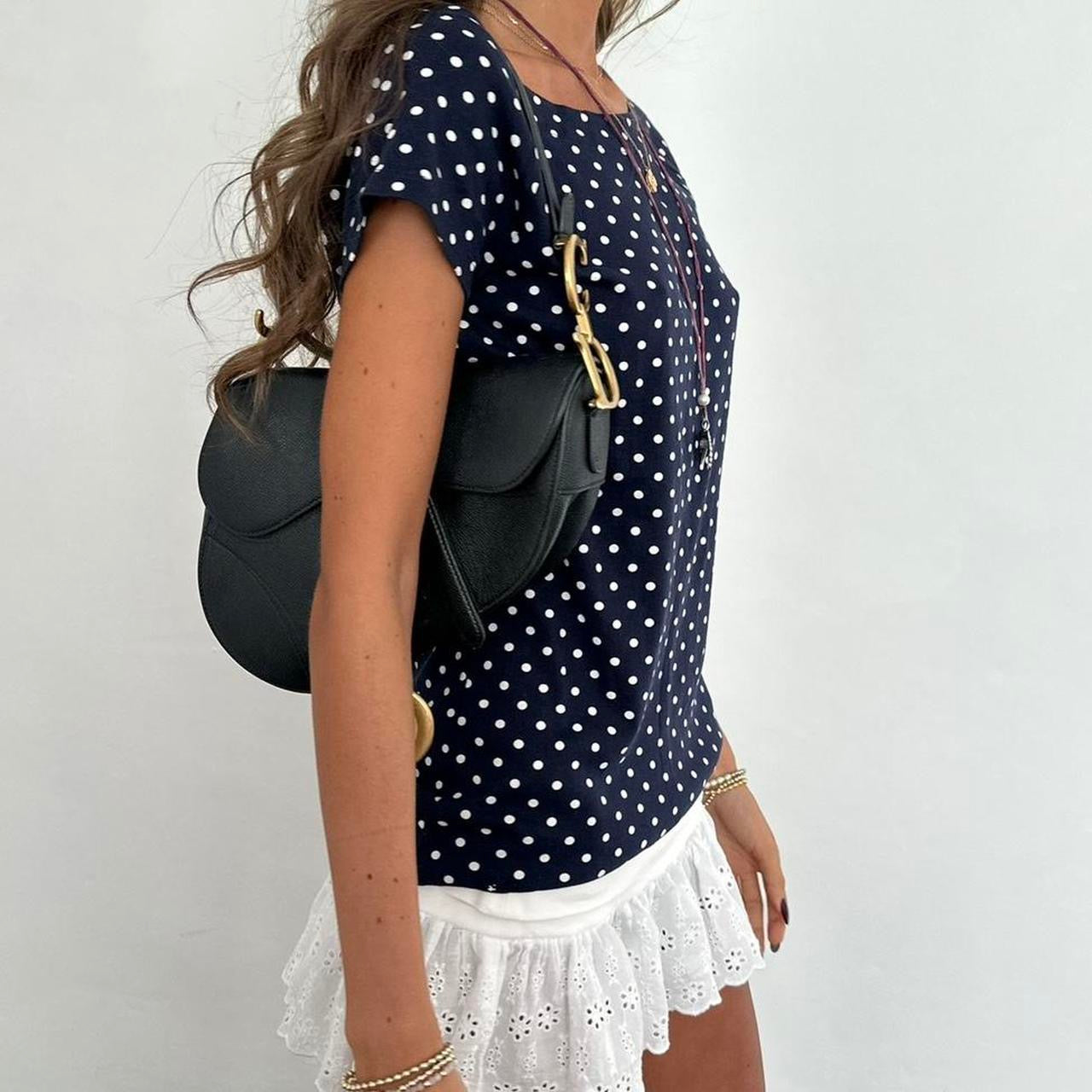 Vintage Ralph Lauren navy polka dots top