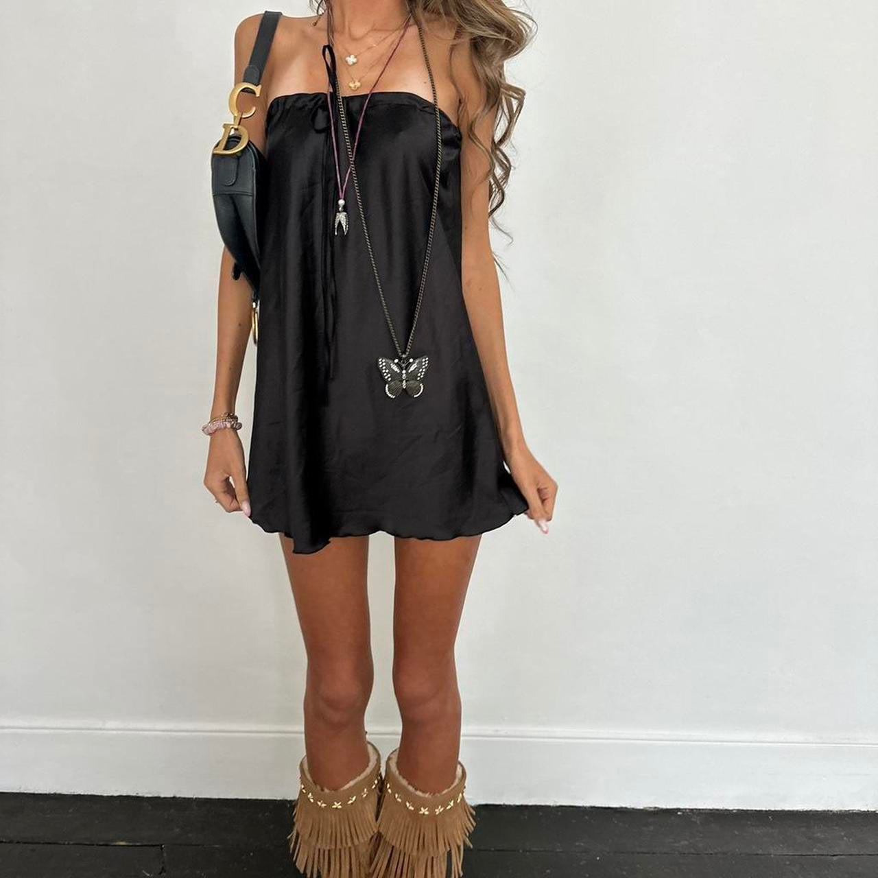 Vintage black silky mini dress