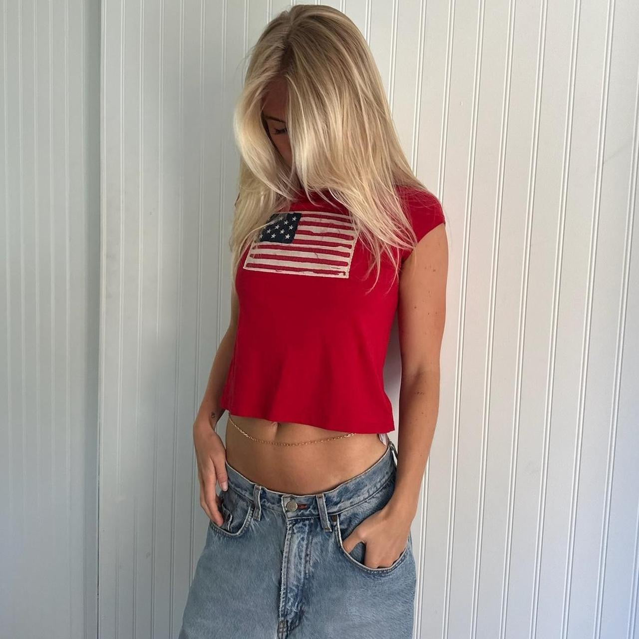 Vintage 90’s Ralph Lauren red flag baby tee