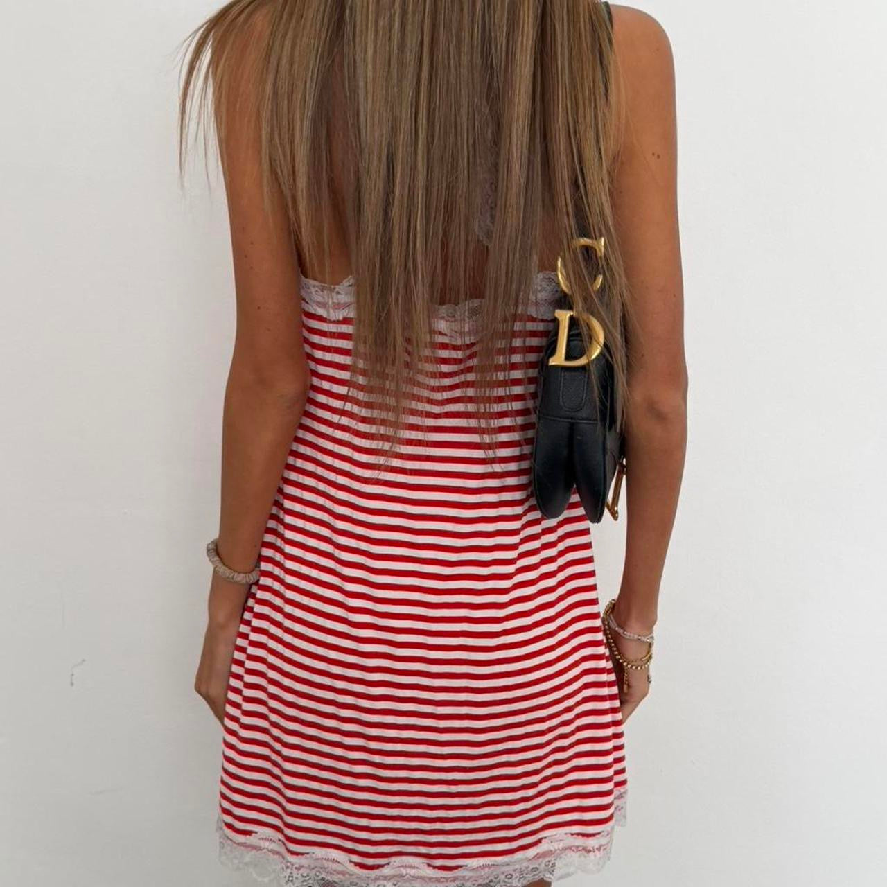 Vintage 00s striped red mini dress