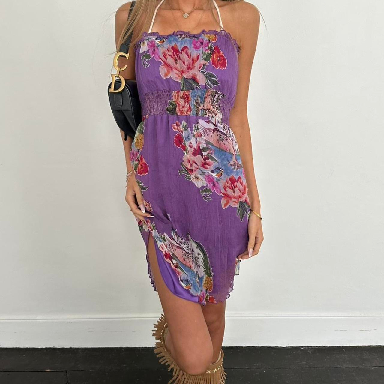 Vintage 90’s purple strapless mini dress