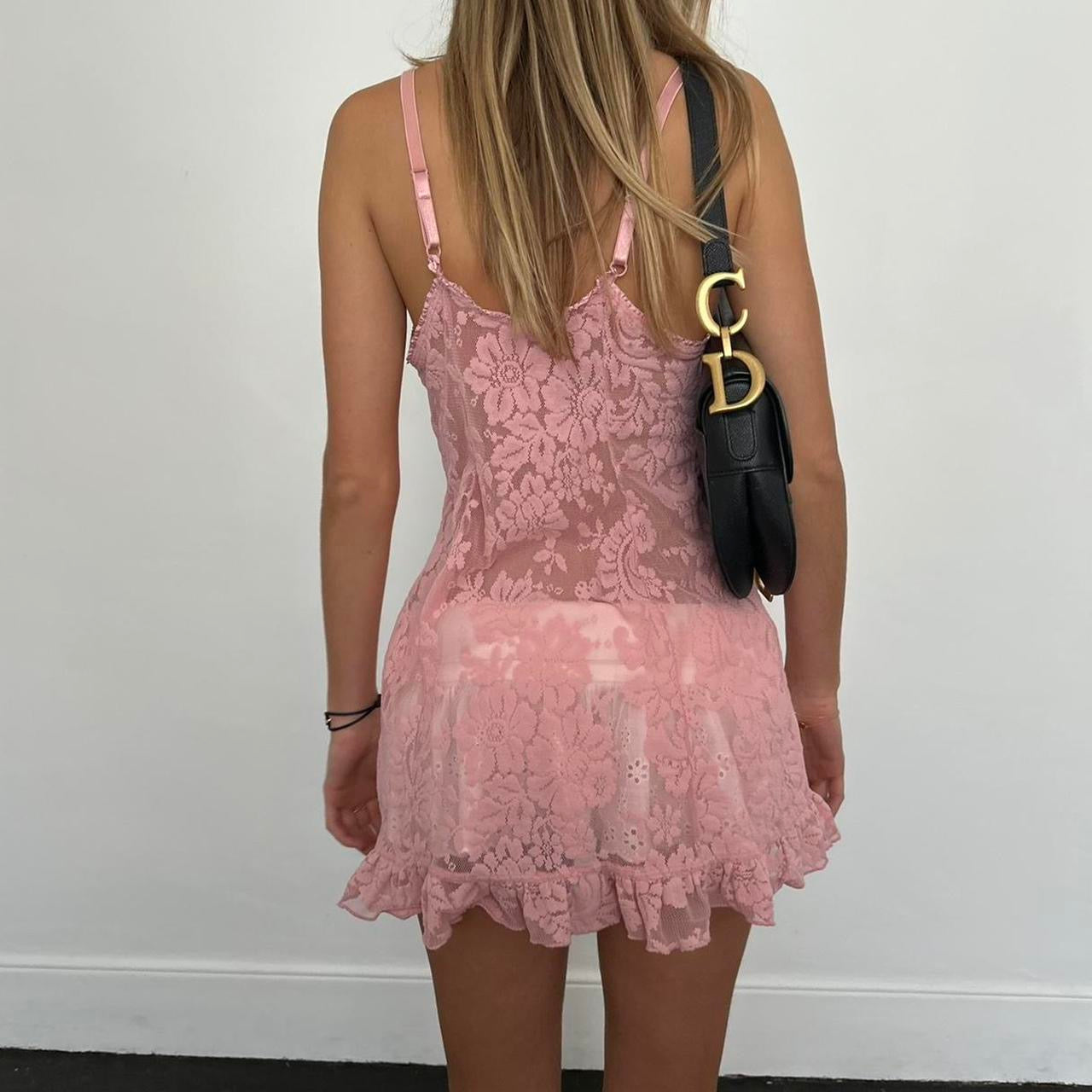 Vintage 90’s Victoria’s Secret pink lace dress