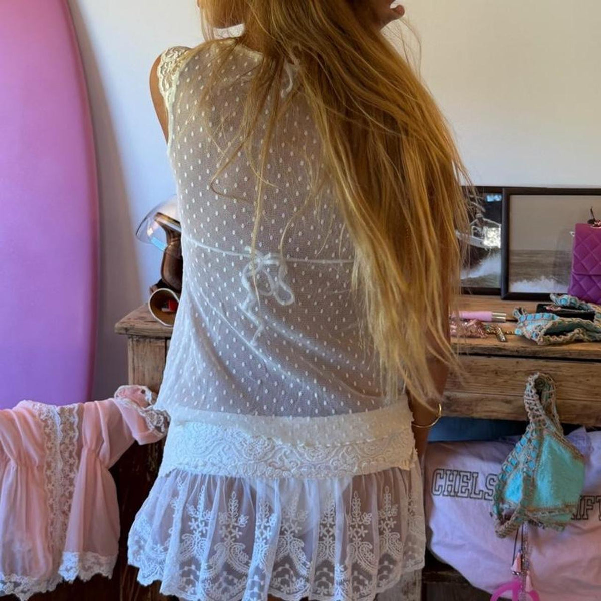Vintage 00s white lace cami top