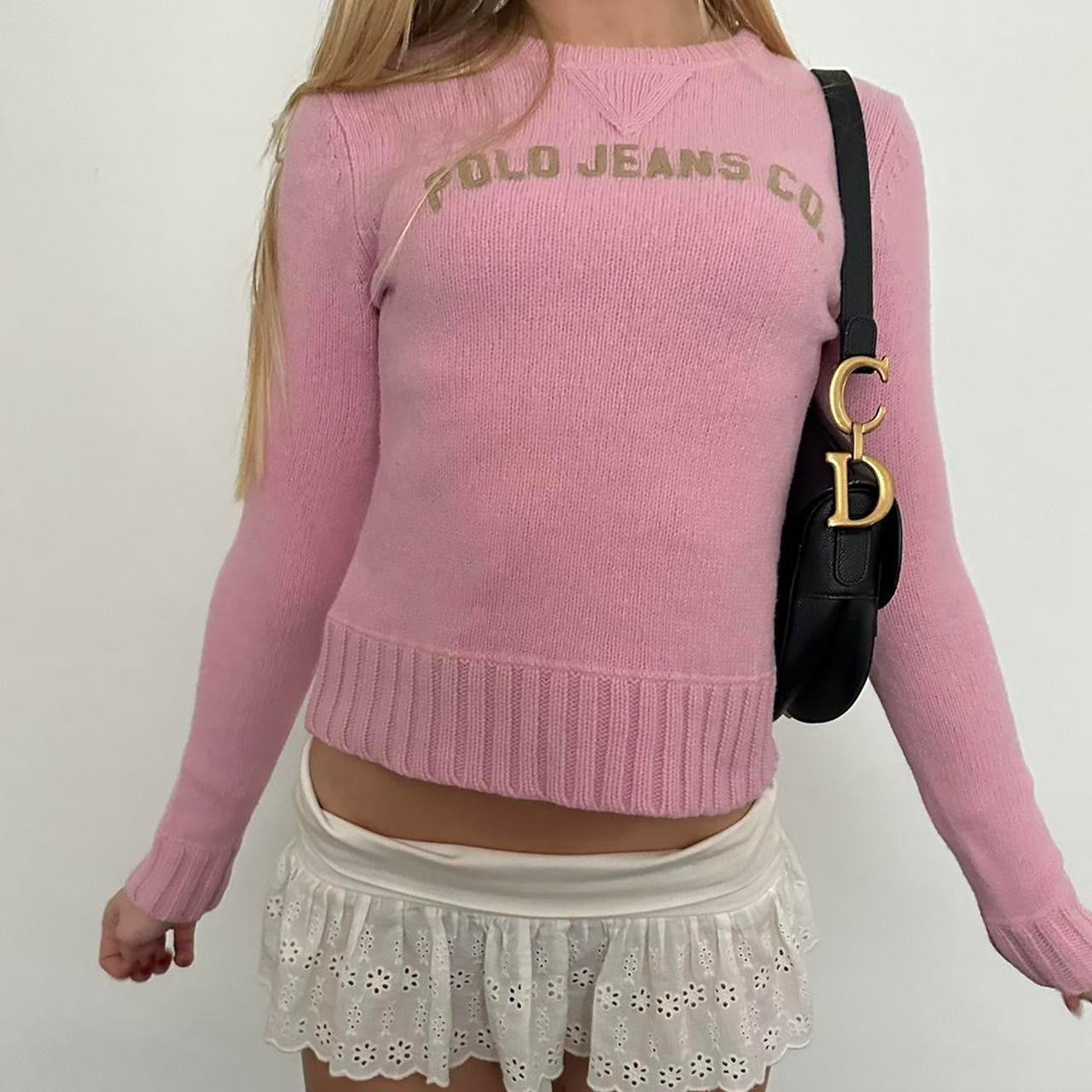 Vintage 90’s Polo Jeans knitted graphic pink jumper