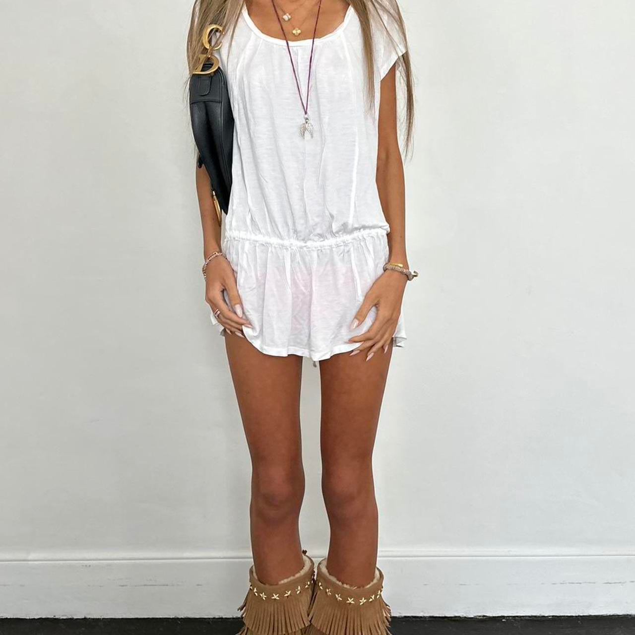 Vintage 00s white T-shirt tie mini dress