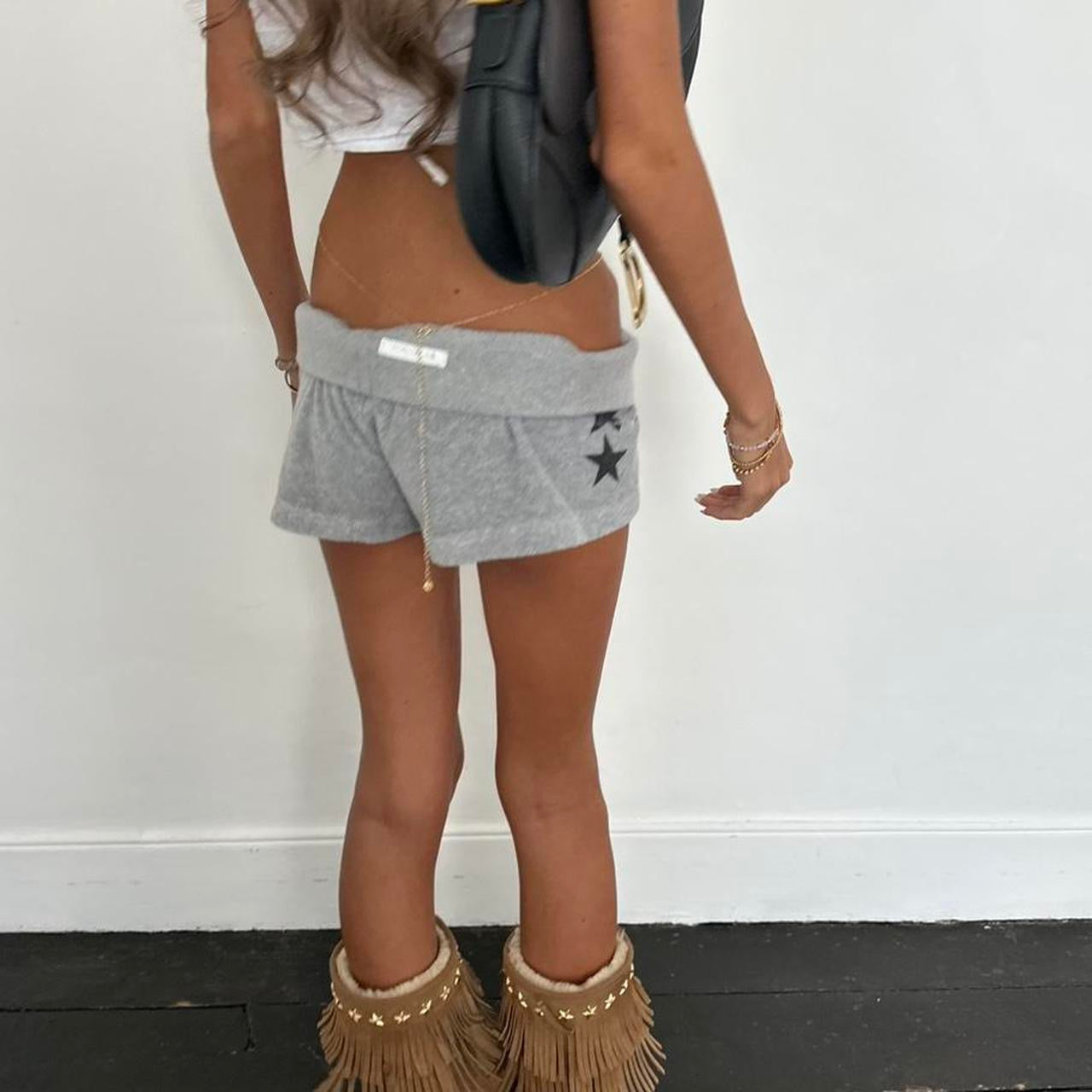 Vintage 2000’s grey velvet star shorts