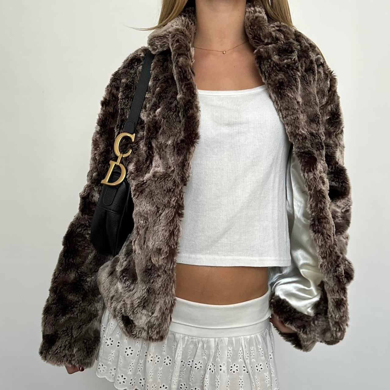 Vintage 2000’s brown faux fur jacket