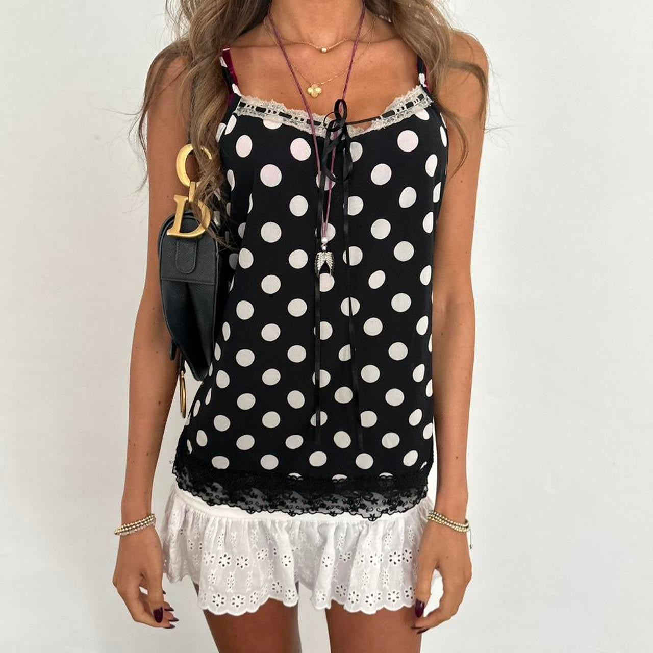 Vintage 90’s black polka dot cami top