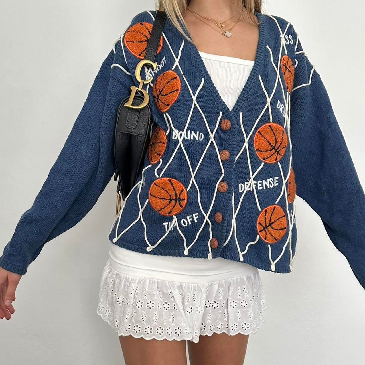 Vintage 90’s navy basketball cardigan