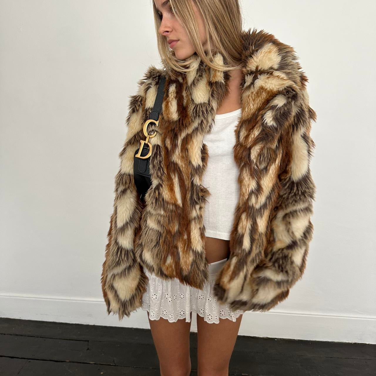 Vintage 2000’s brown faux fur jacket