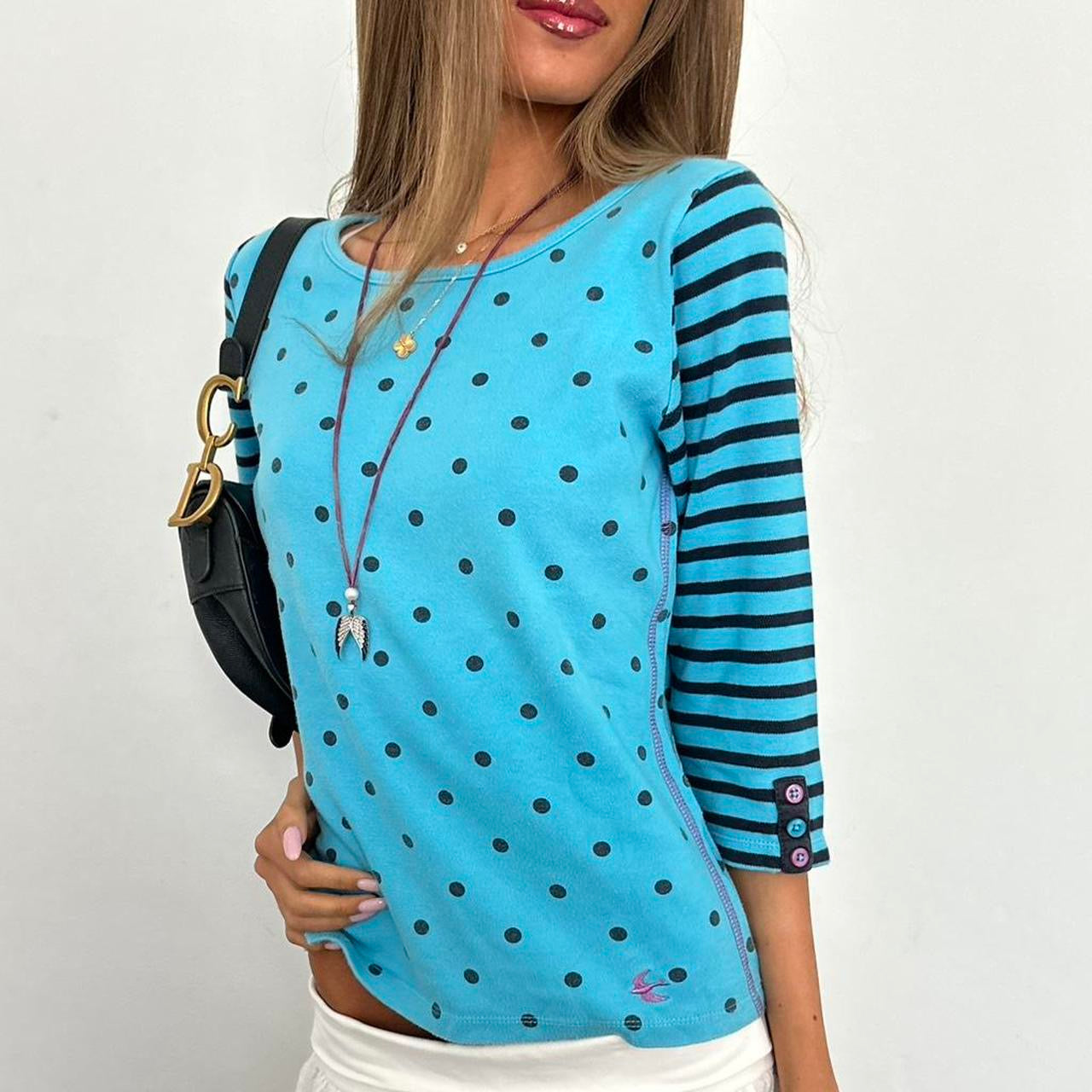 Vintage 2000’s blue polka dot top