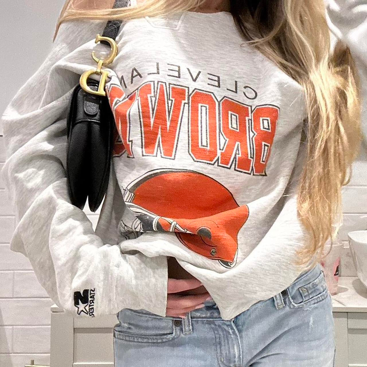 Vintage 2000’s Cleveland browns off the shoulder sweatshirt