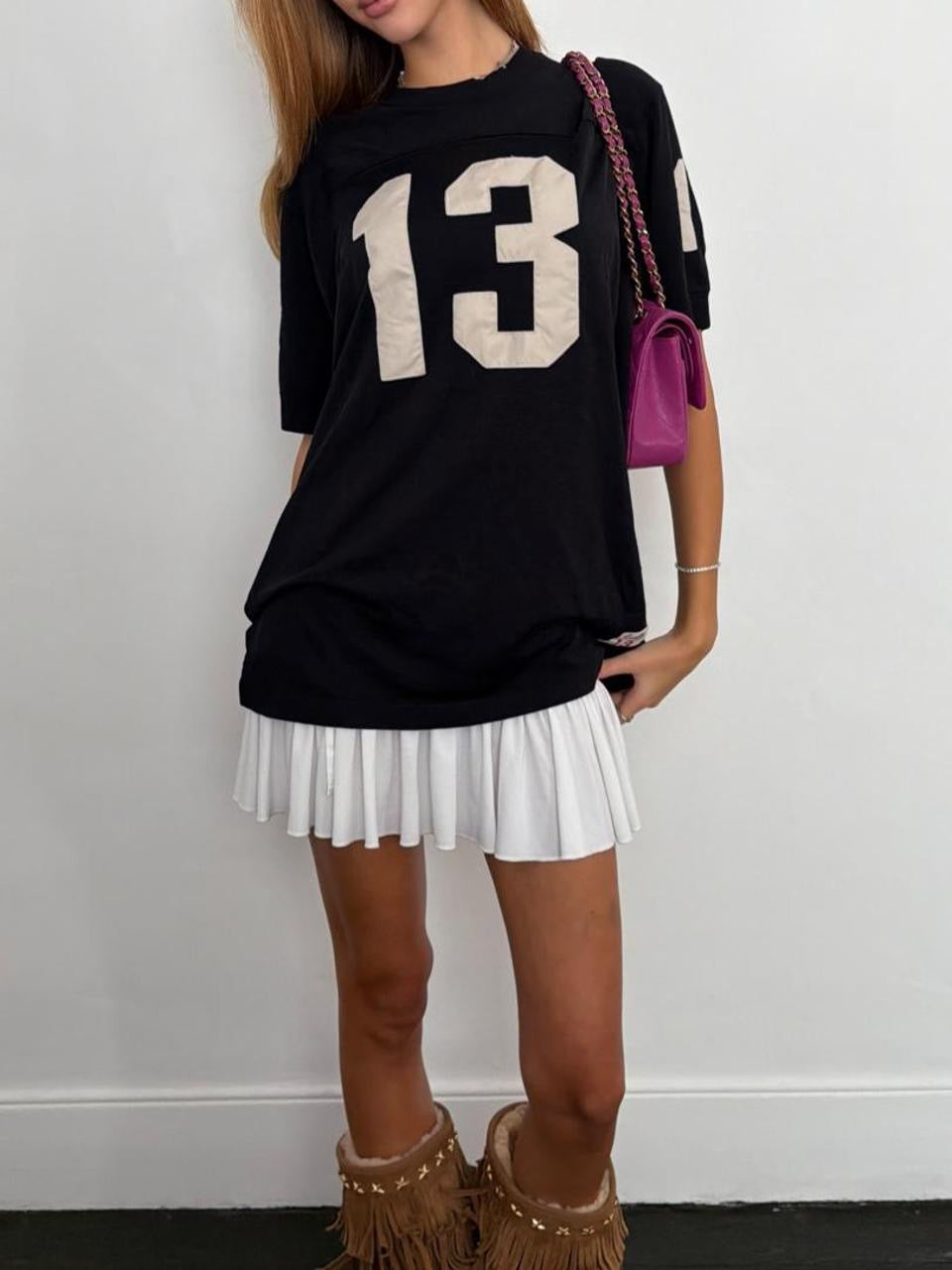 Vintage 00’s black varsity jersey top