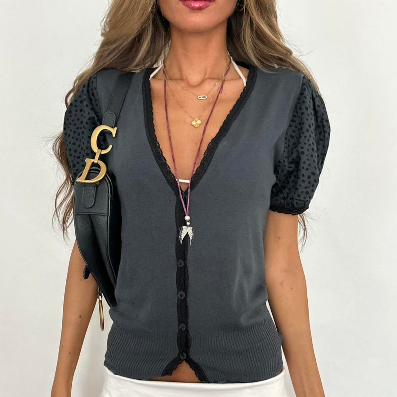 Vintage 2000s grey & black cardigan top