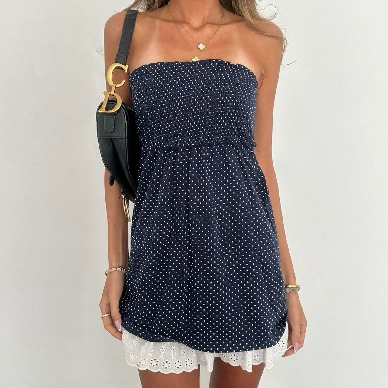 Vintage 00s polka dot strapless top