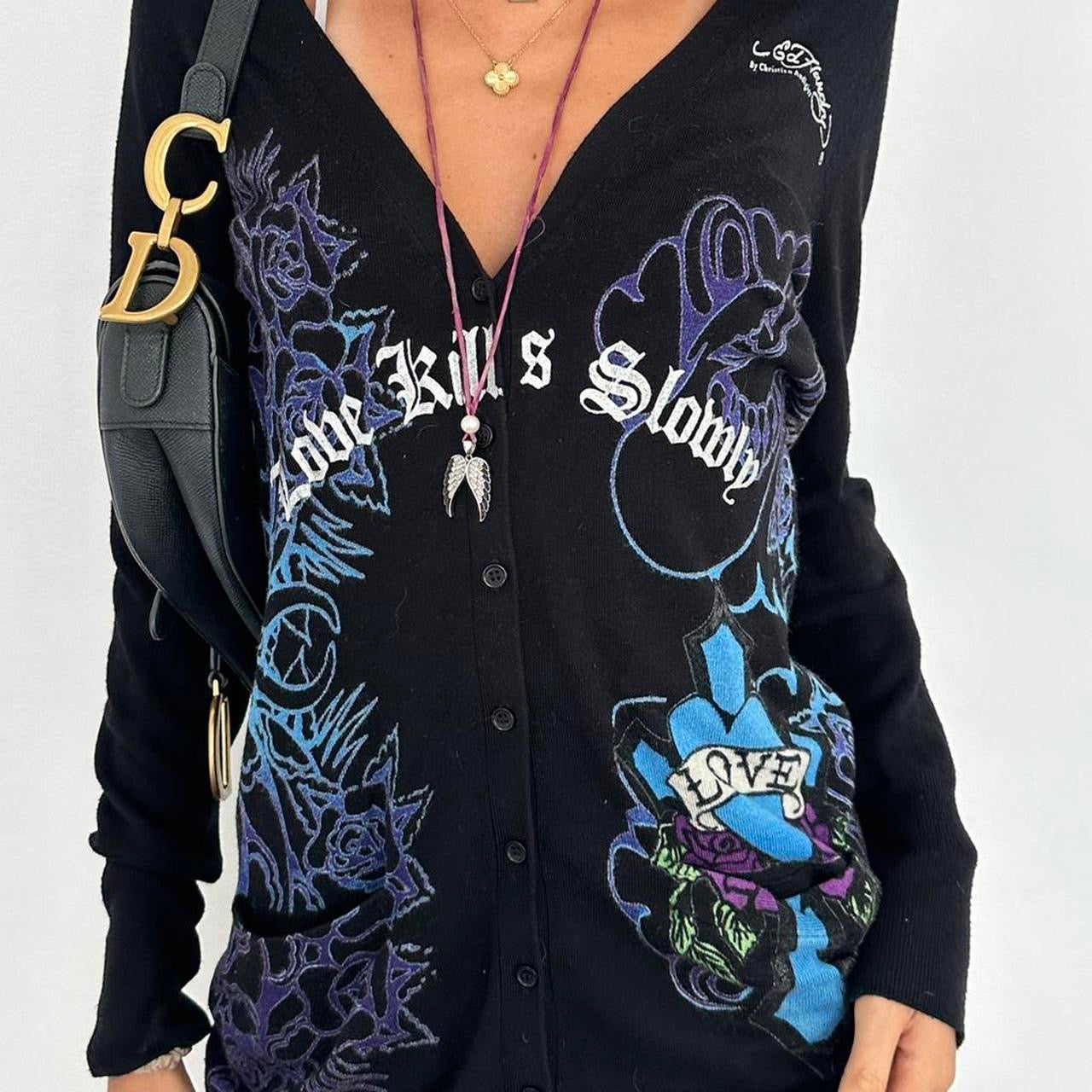 Vintage 2000s Ed Hardy rare graphic cardigan