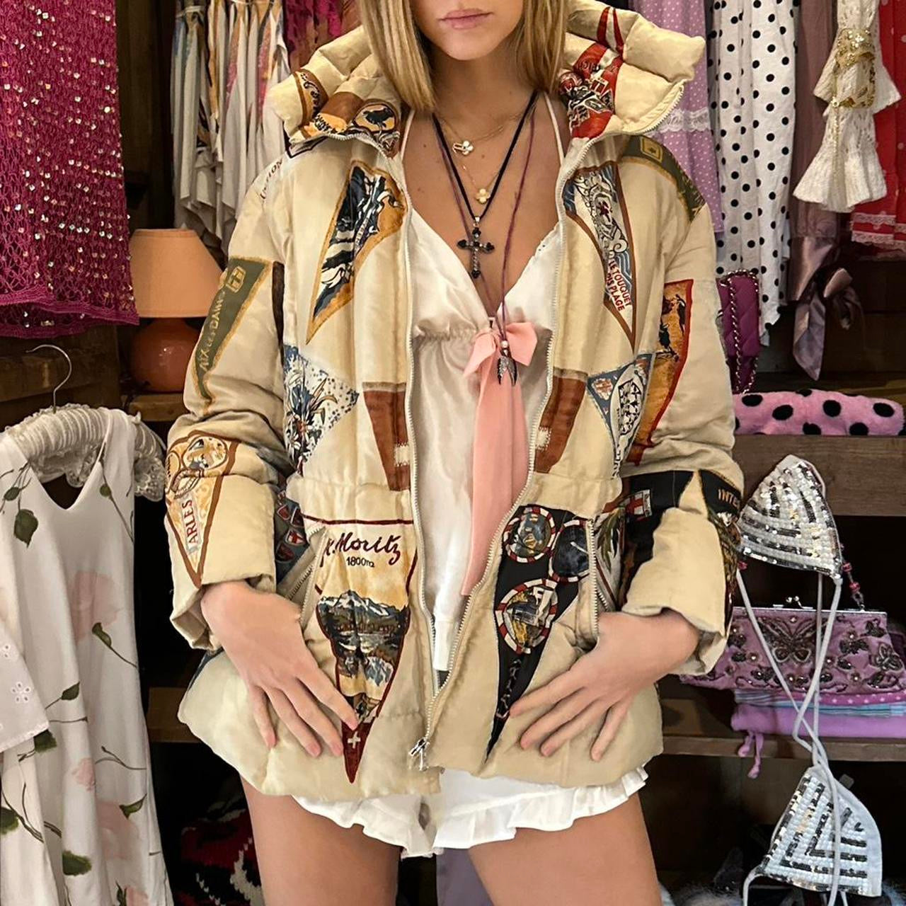 Vintage 90’s dreamy flag ski jacket