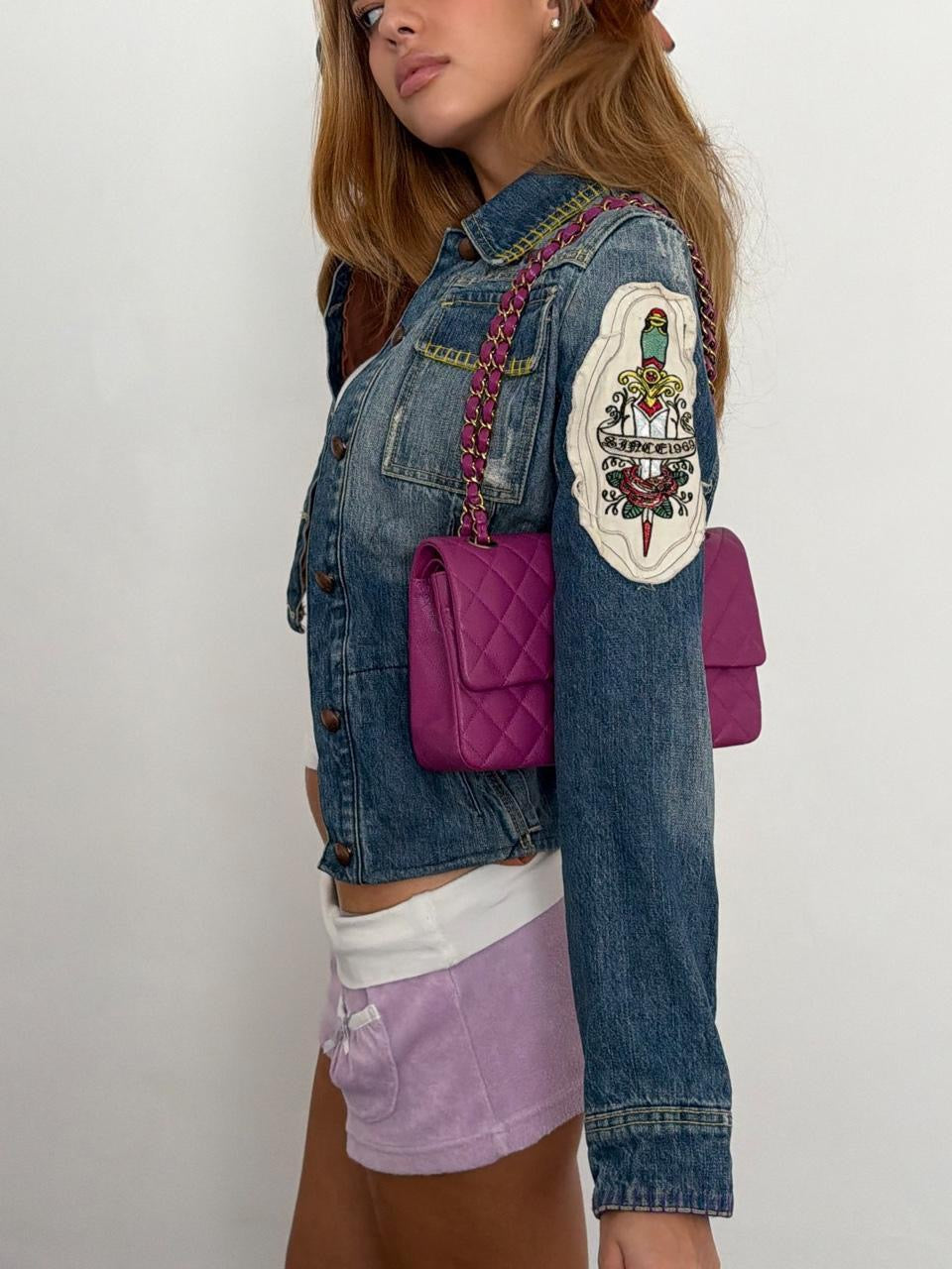 Vintage 00’s denim hippie patch jacket