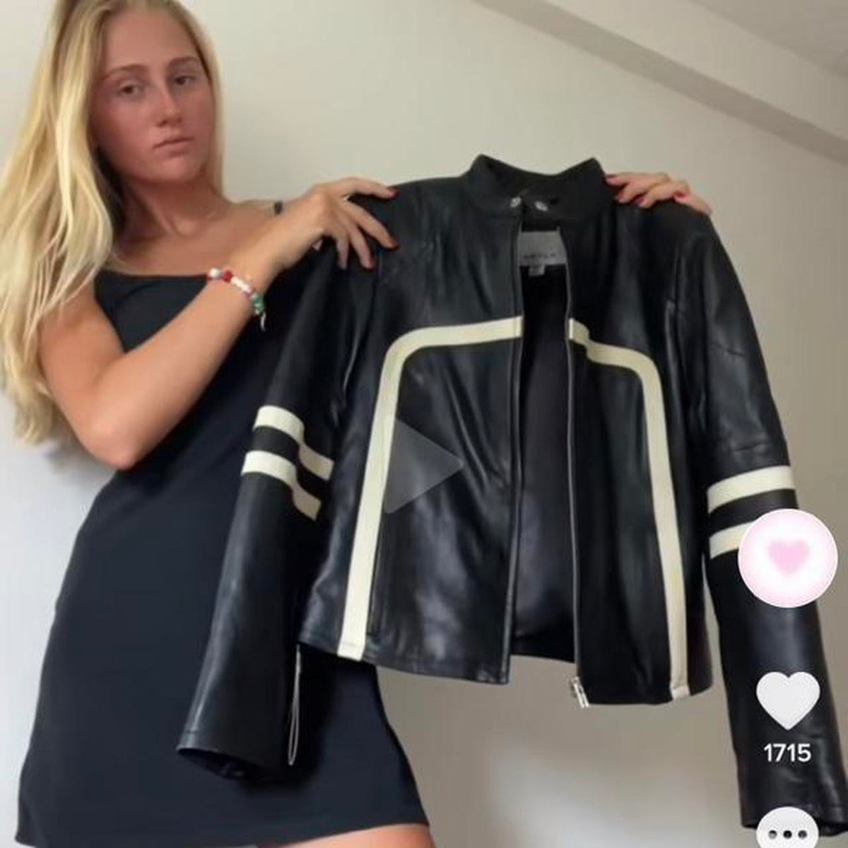 Vintage 90s black & white leather jacket