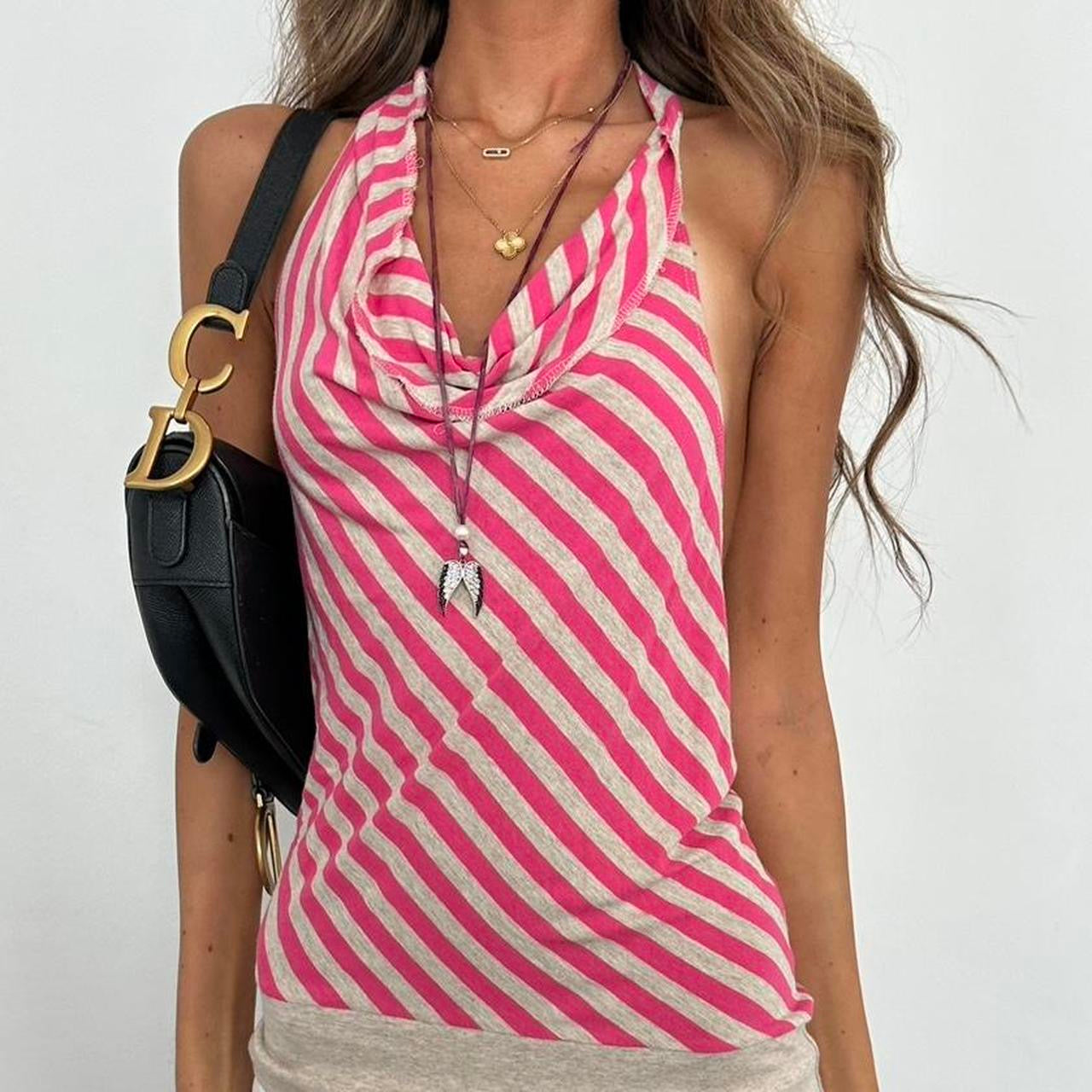Vintage 00s halter striped top