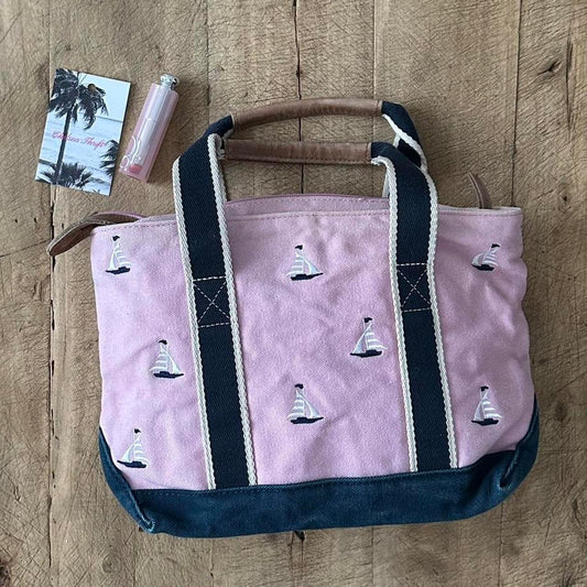 Vintage L.L.Bean pink canvas small tote bag