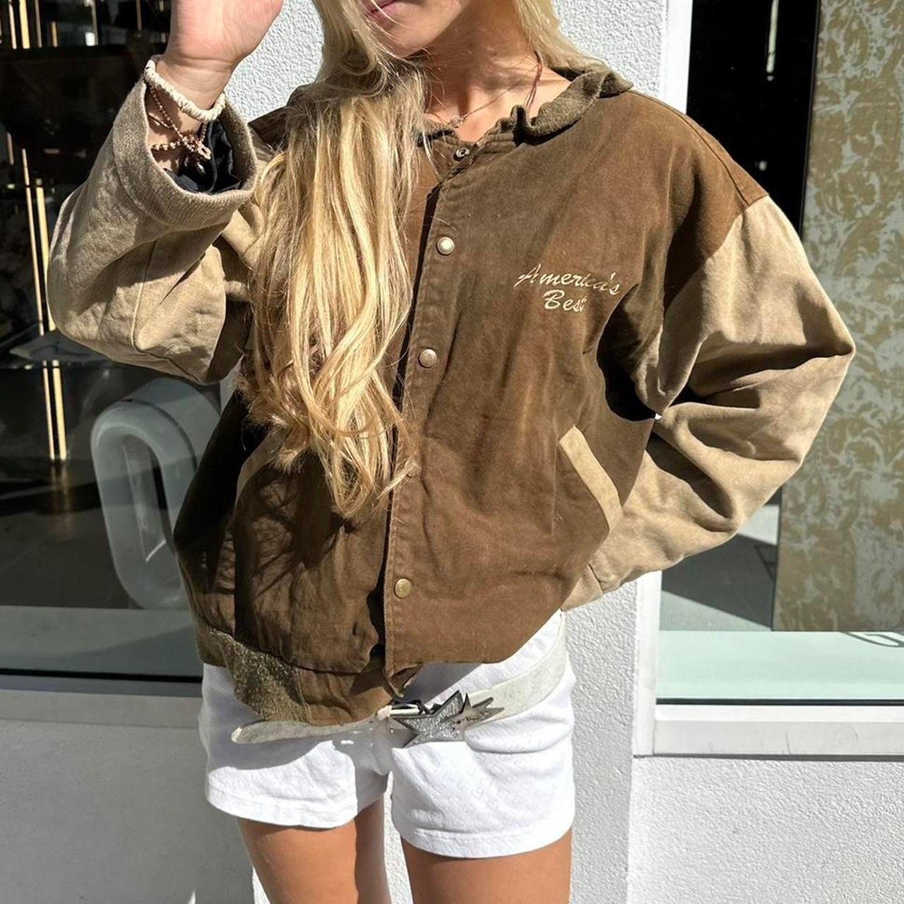 Vintage 90’s brown Hustler bomber jacket
