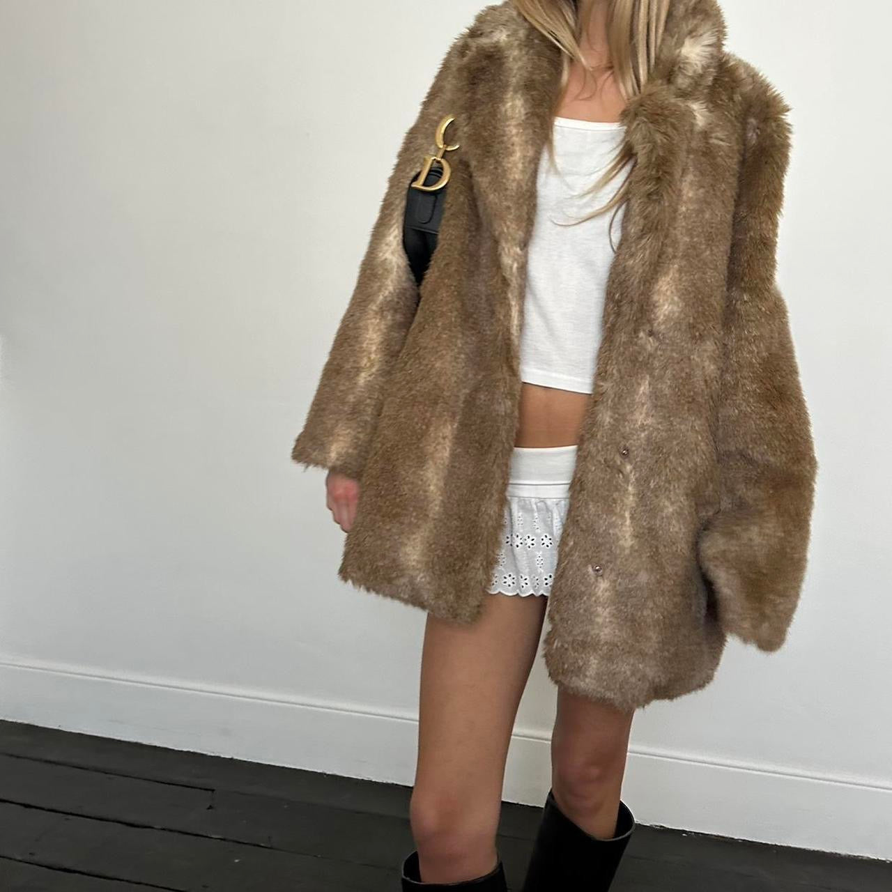 Vintage 2000’s brown faux fur jacket