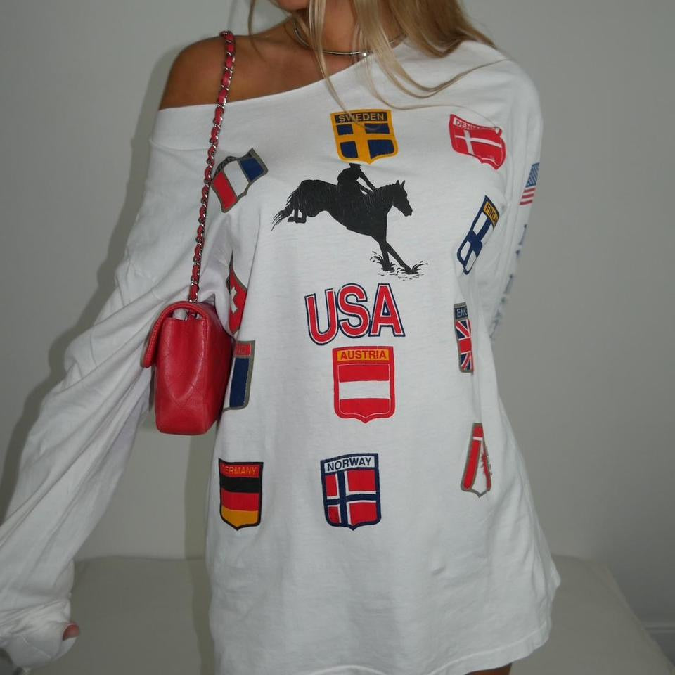 Vintage 90’s preppy flag long sleeves top