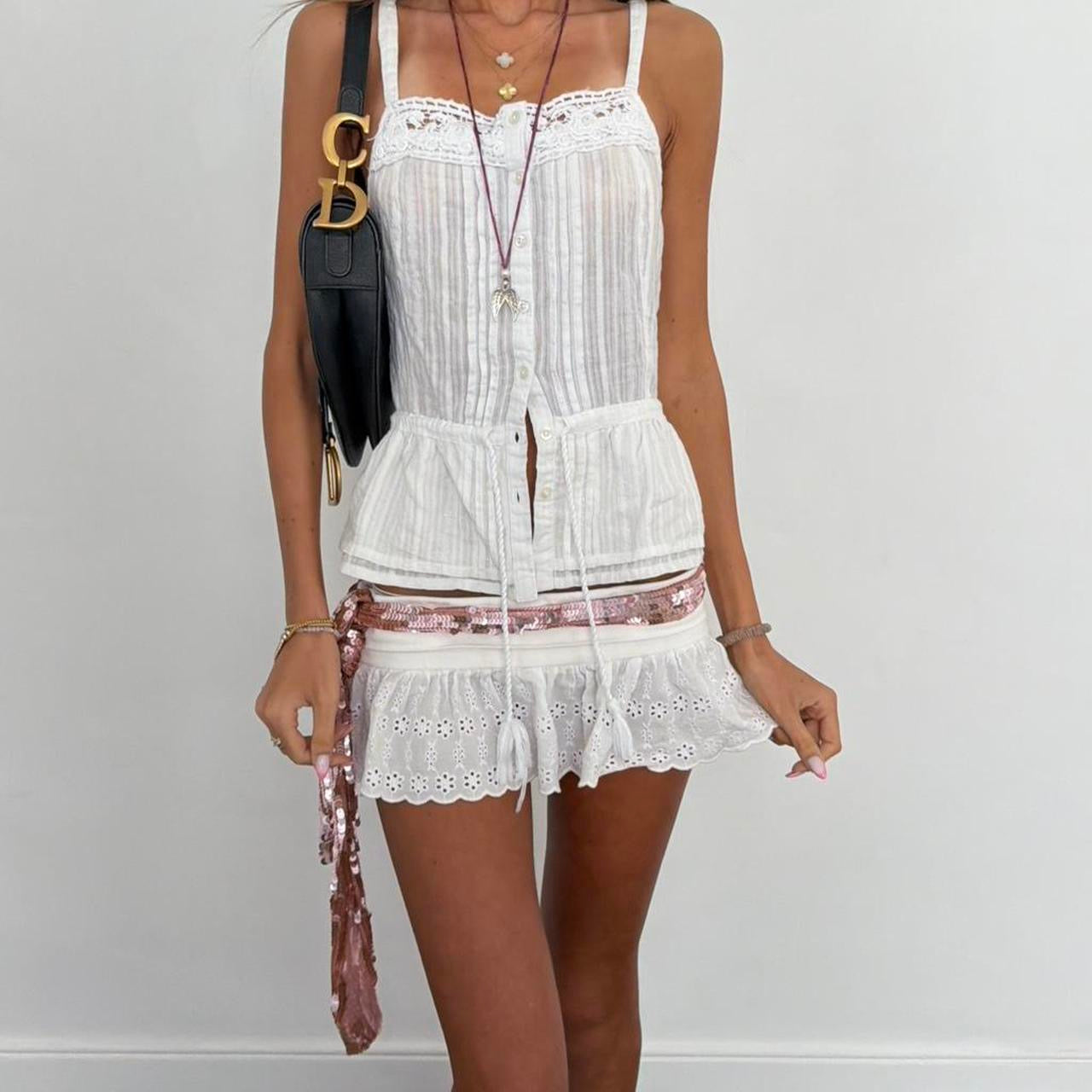 Vintage 00s white boho top
