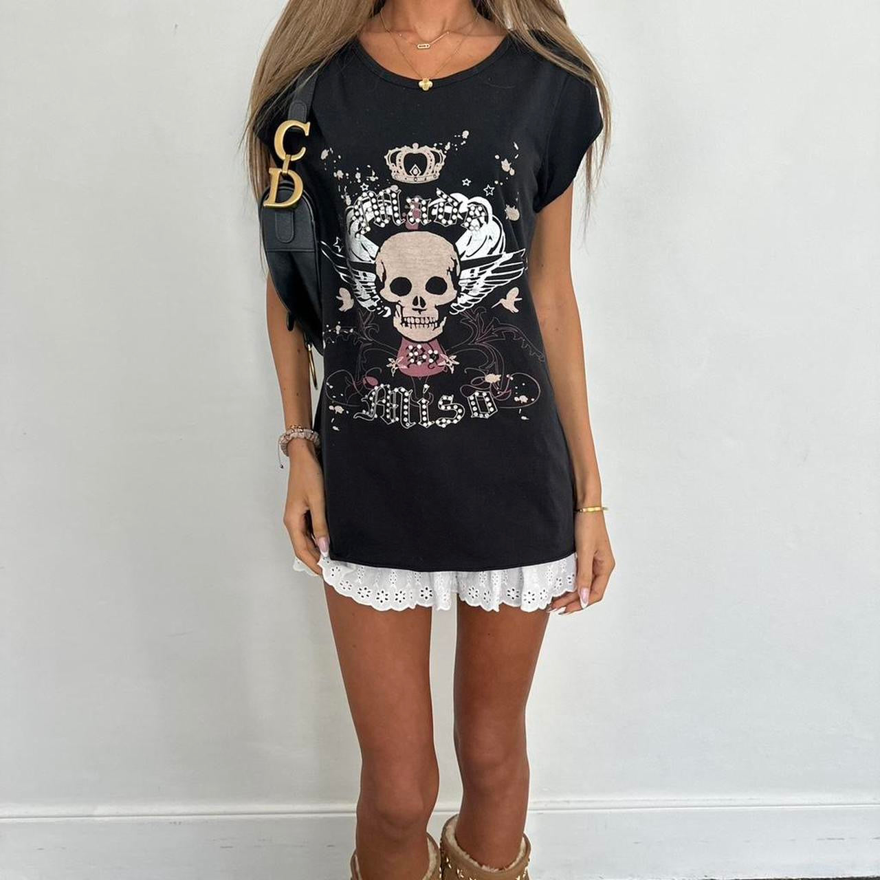Vintage 2000s black skull top