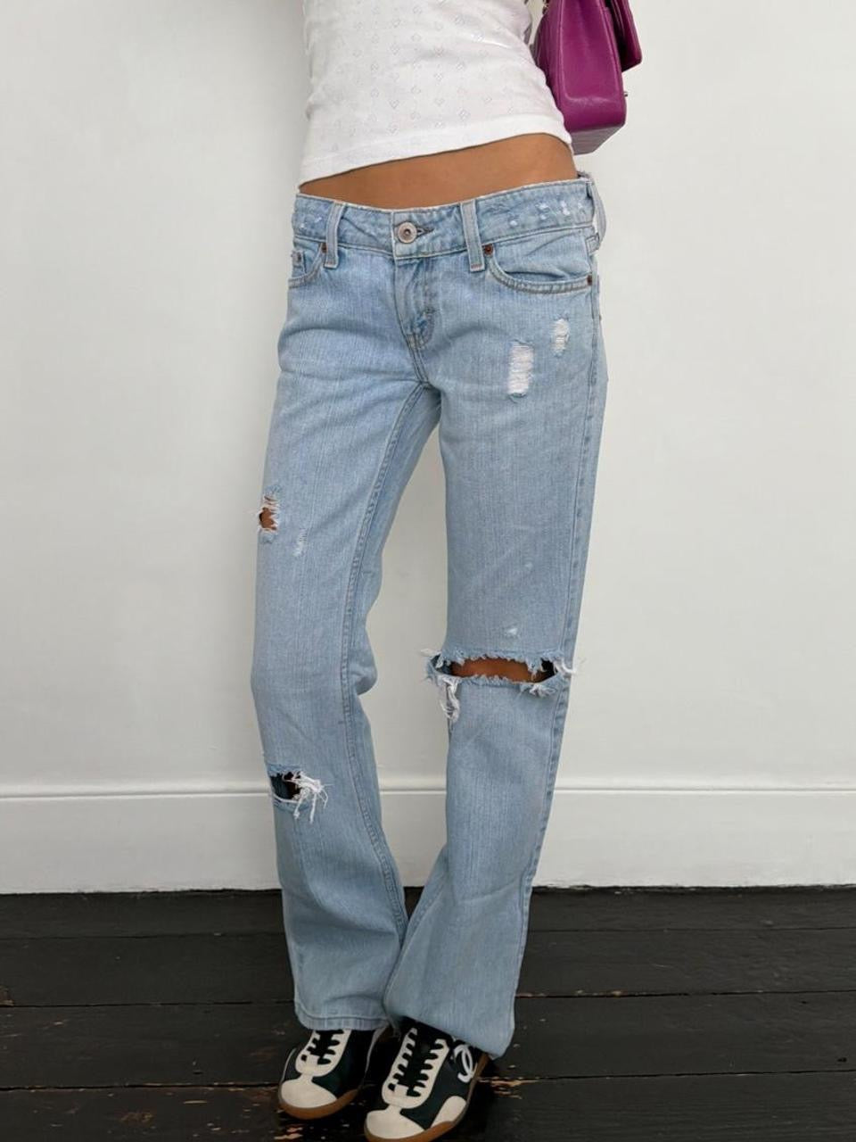 Vintage 00’s low rise distressed bootcut jeans
