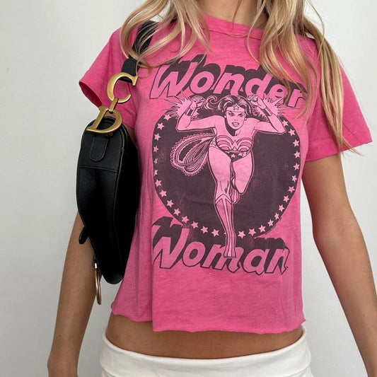 Vintage 00’s American graphic pink baby tee