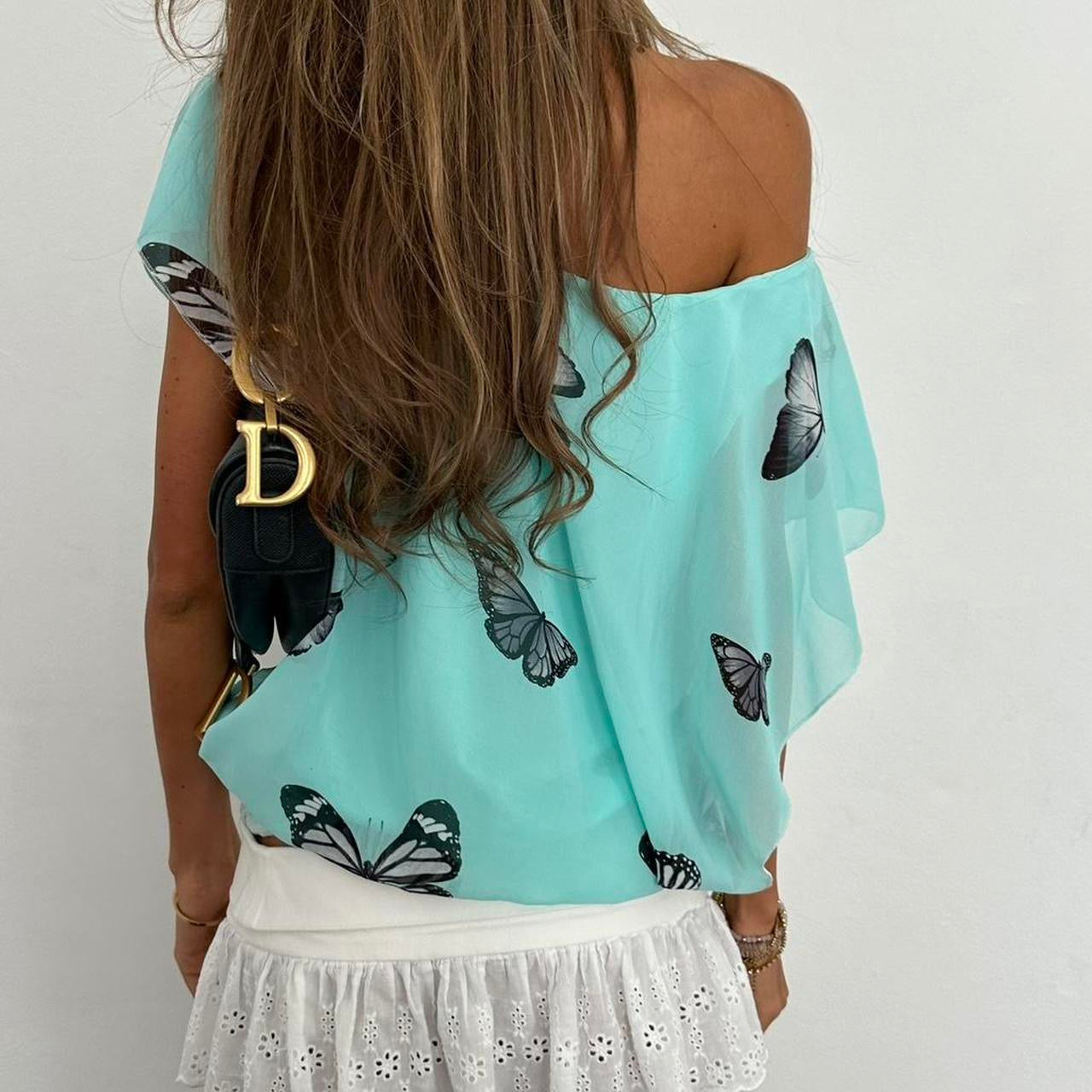 Vintage 2000s butterfly off the shoulder top