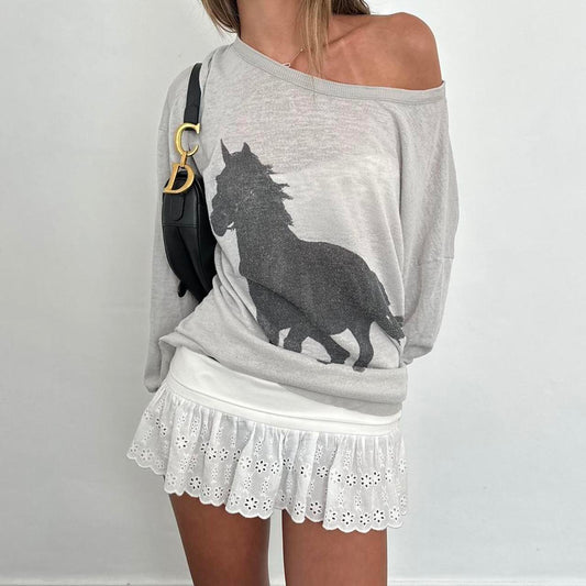 Vintage early 2000s horse long sleeve sweatshirt