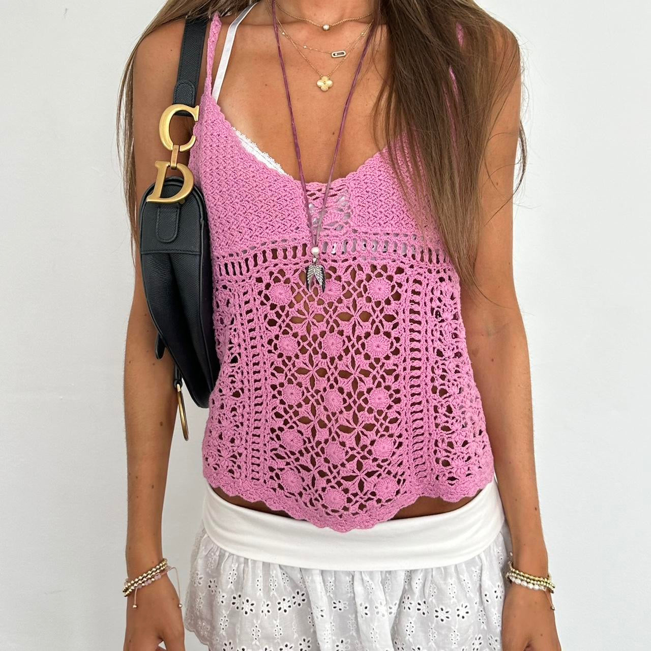 Vintage 2000’s pink crochet top