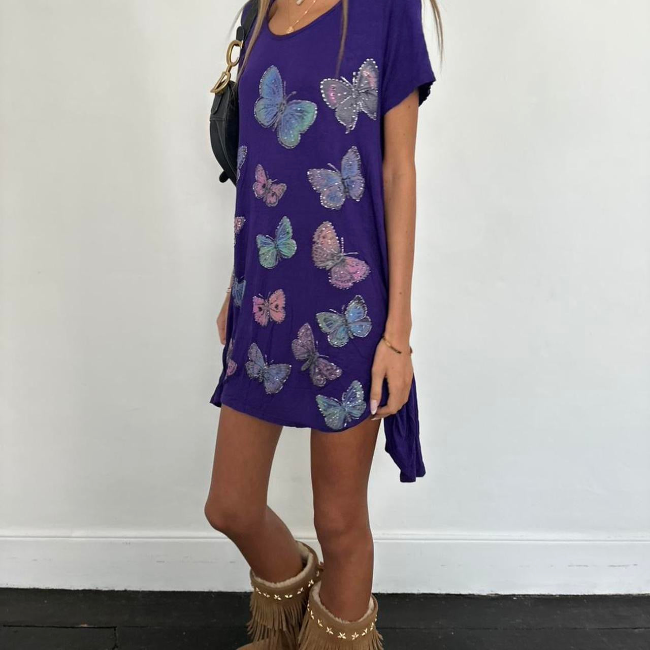 Vintage 00s butterfly purple mini dress