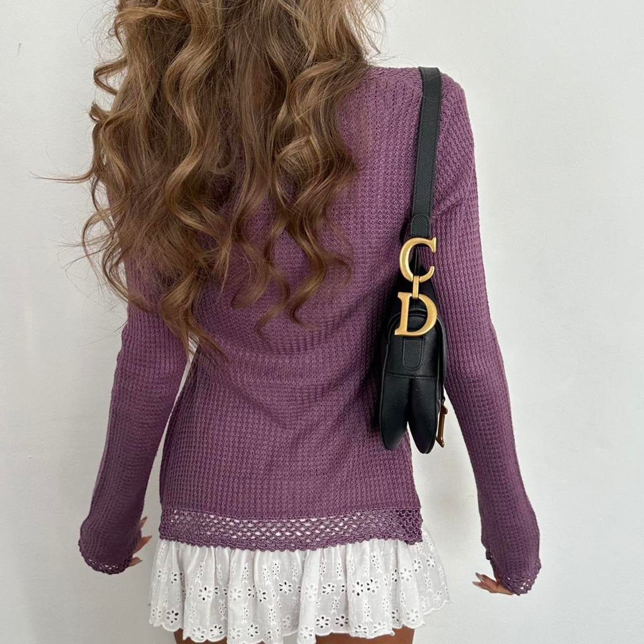 Vintage 2000s purple tie up cardigan top
