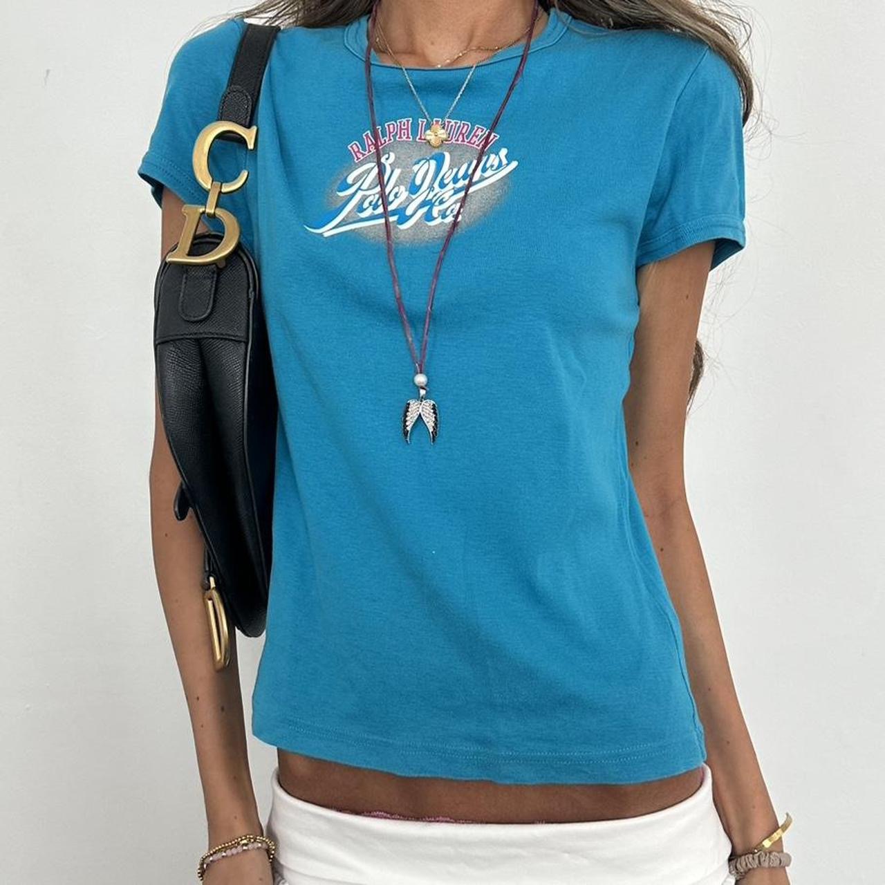 Vintage 00s Polo Ralph Lauren blue baby tee