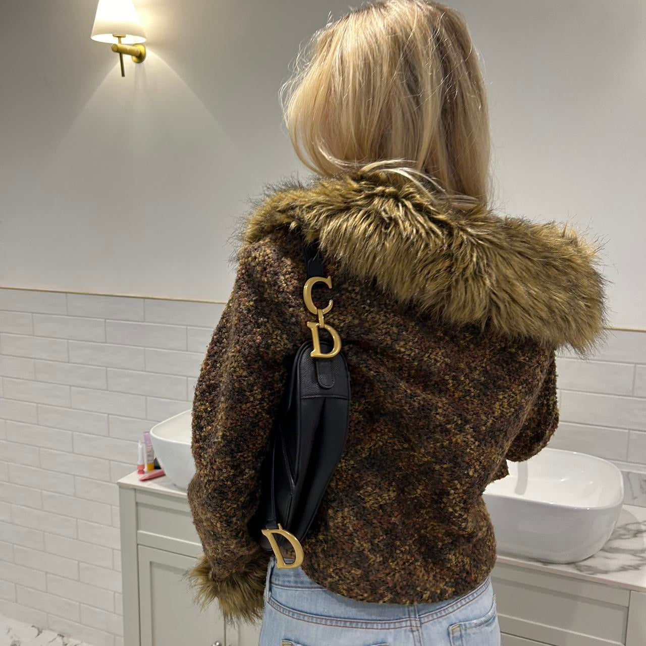 Vintage 2000’s tweed & faux fur jacket