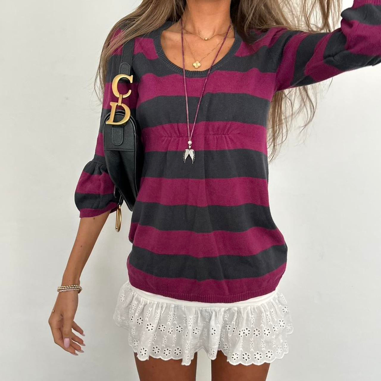 Vintage 2000’s Calvin Klein striped babydoll sweater top