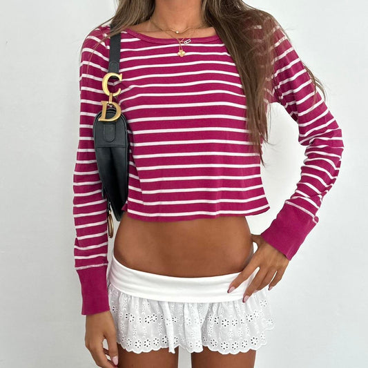 Vintage 90’s Ralph Lauren striped dark pink long sleeve top