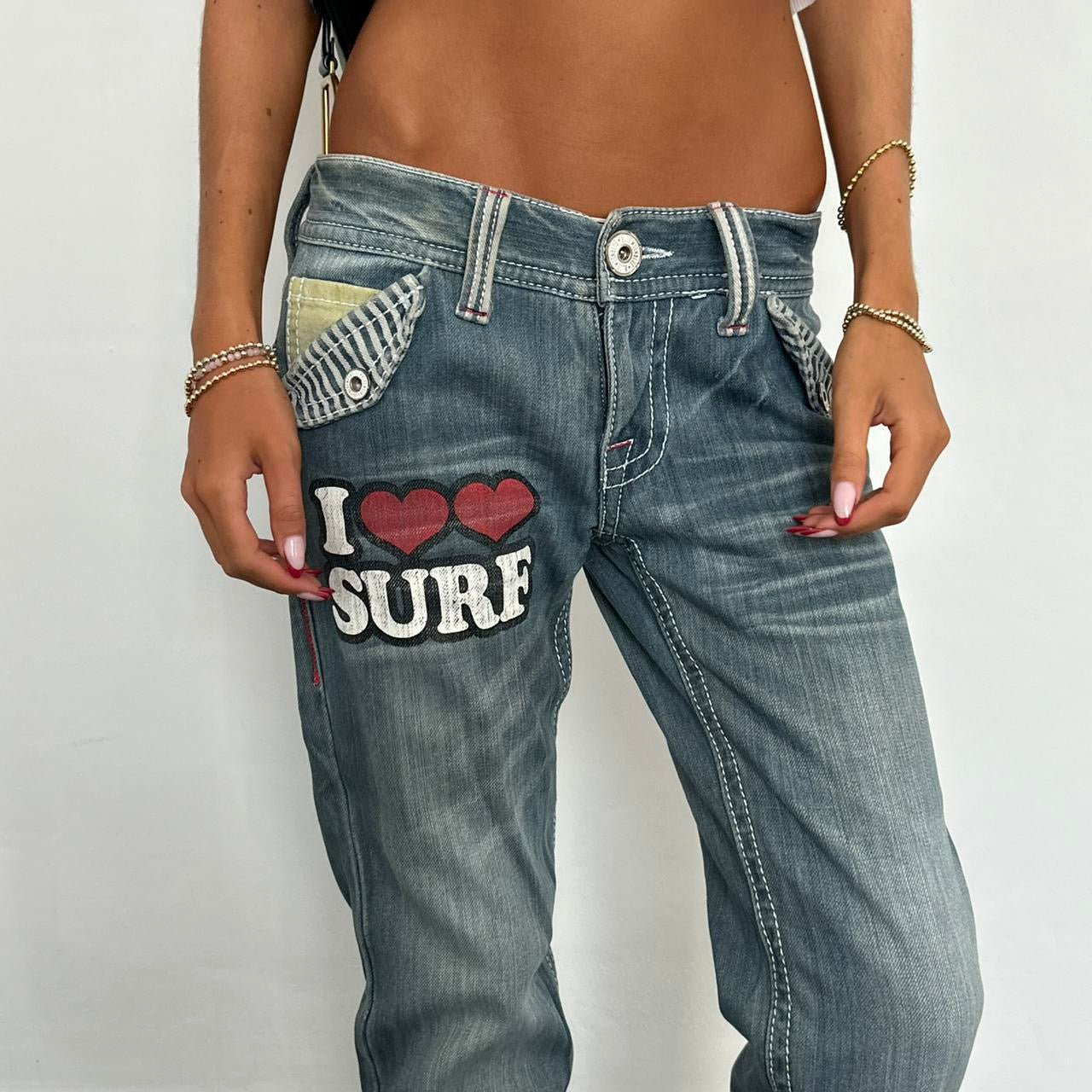 Vintage 2000’s ‘I love surf’ low rise jeans