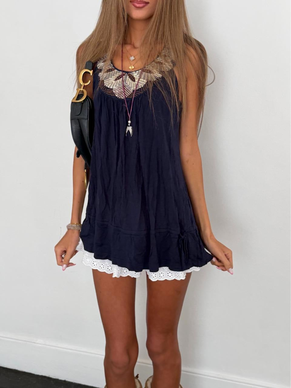 Vintage 00’s navy embellished top