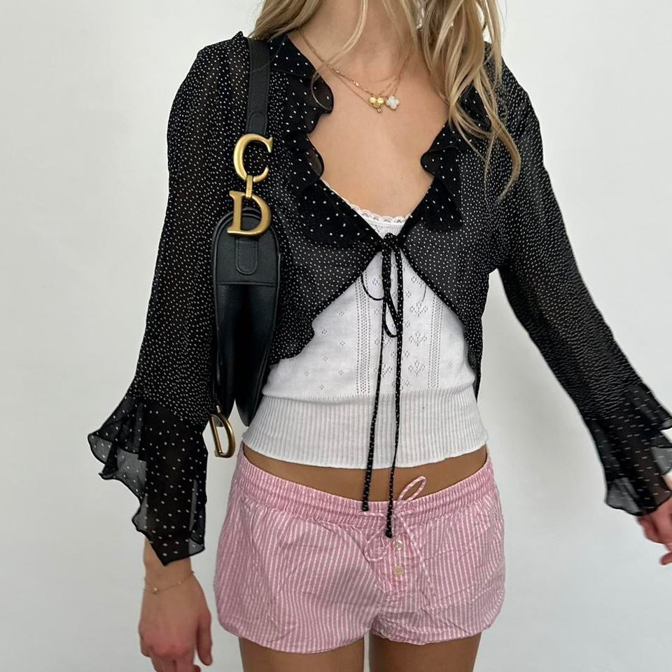 Vintage polka dot sheer layering top
