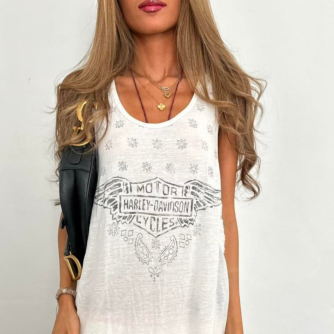 Vintage 2000’s Harley Davidson white tank top