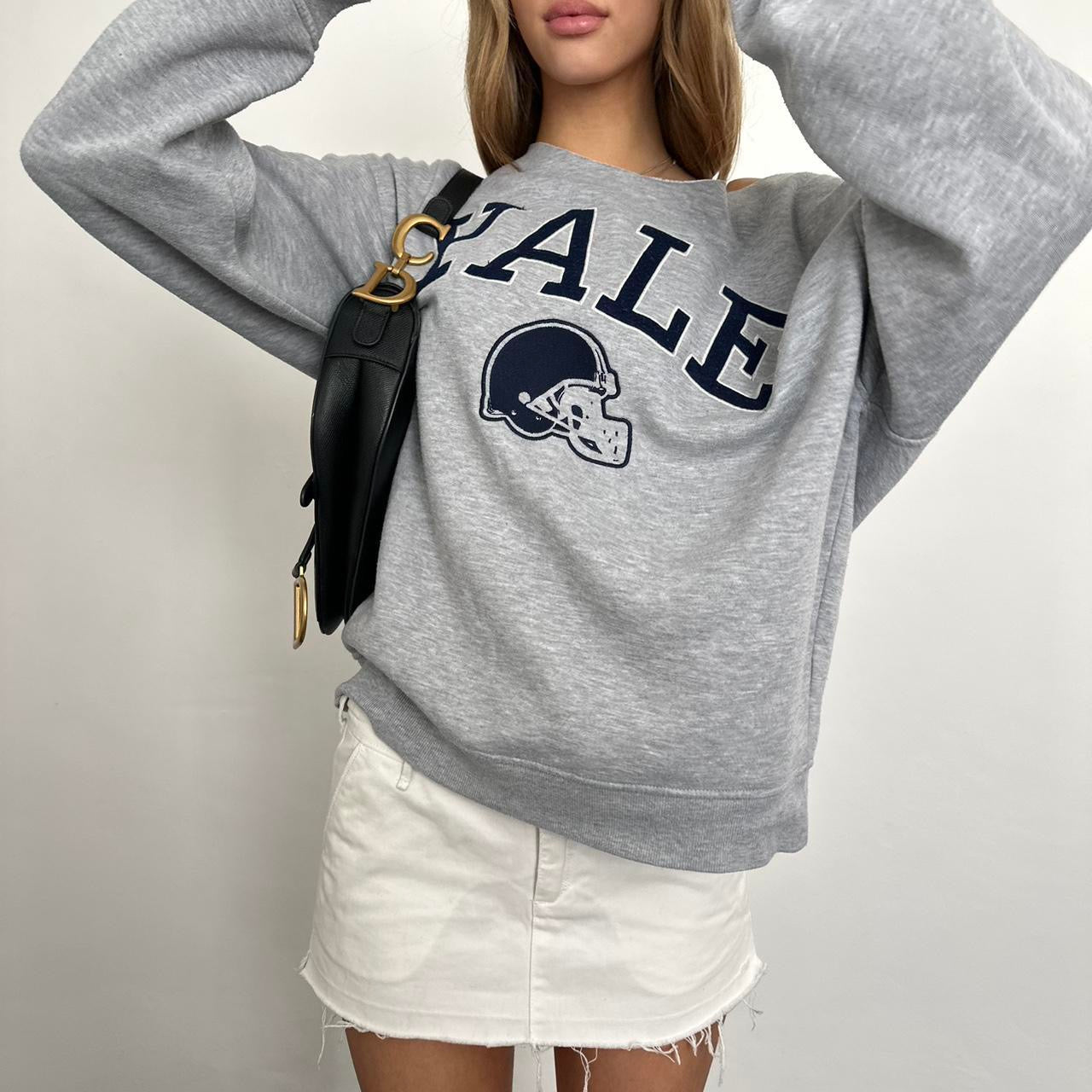 Vintage Yale grey off shoulder sweater