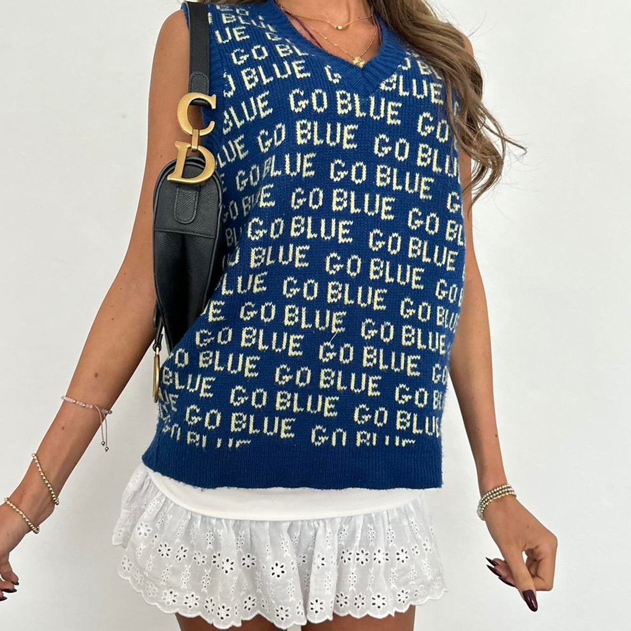 Vintage 90’s Go Blue University of Michigan knit vest sweater